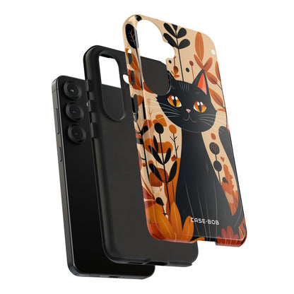 Black Cat Glow Samsung S25 Case - Tough