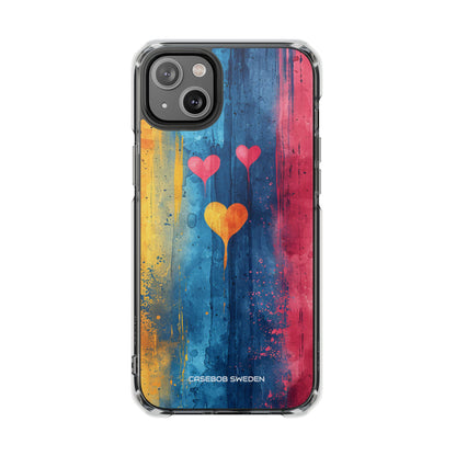 Hearts Watercolor Art - Clear Impact iPhone 14 Phone Case