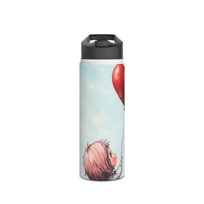 Heart Balloon Whimsy - Stainless Steel Water Bottle