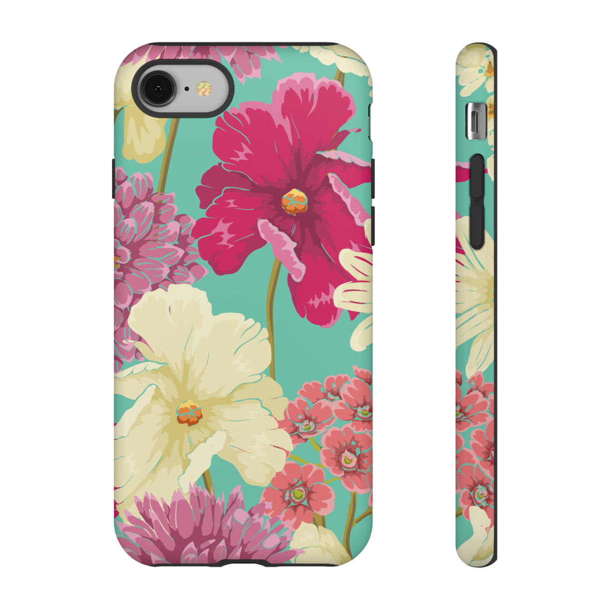 Colorful flowers in watercolor iPhone case (Protective) - Protective Phone Case