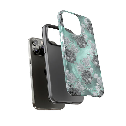 Teal Floral Elegance - iPhone Case
