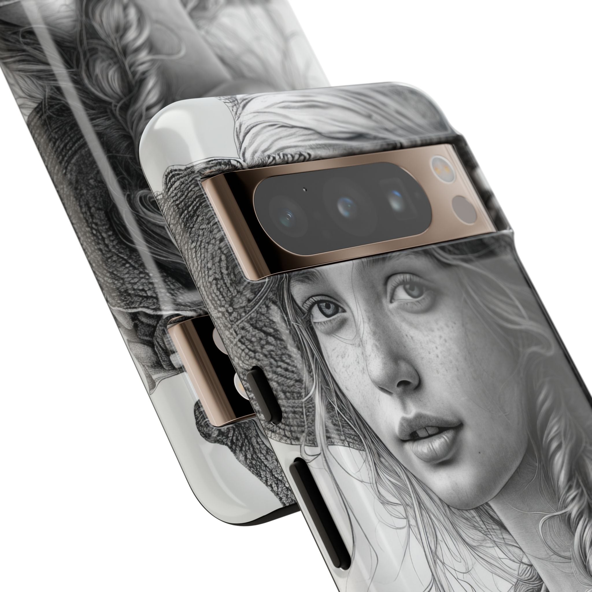 Serene Sketch Portrait - Phone Case for Google Pixel