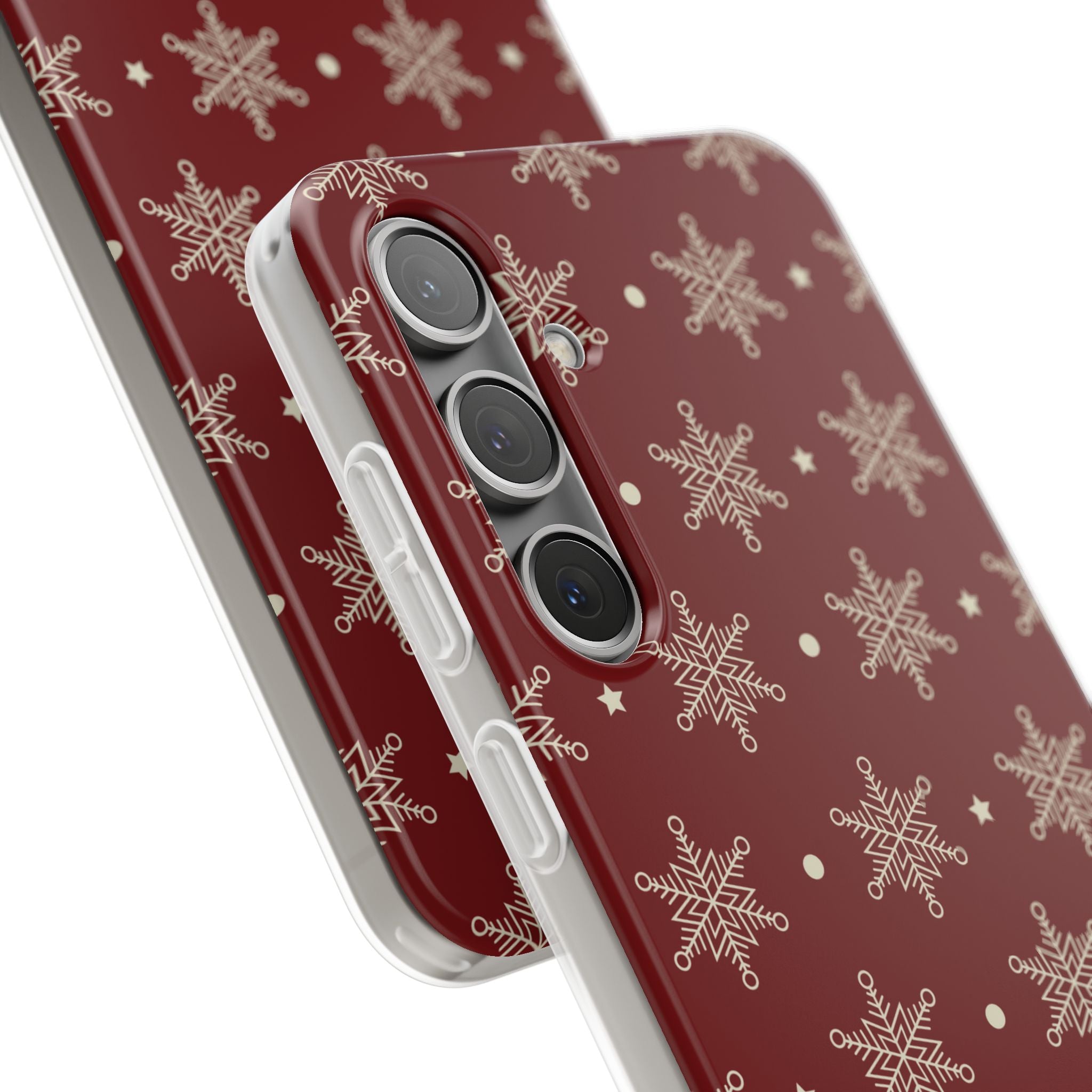 Cream Snowflake Crimson Samsung S24 Plus Case - Soft