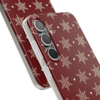Cream Snowflake Crimson Samsung S24 Plus Case - Soft