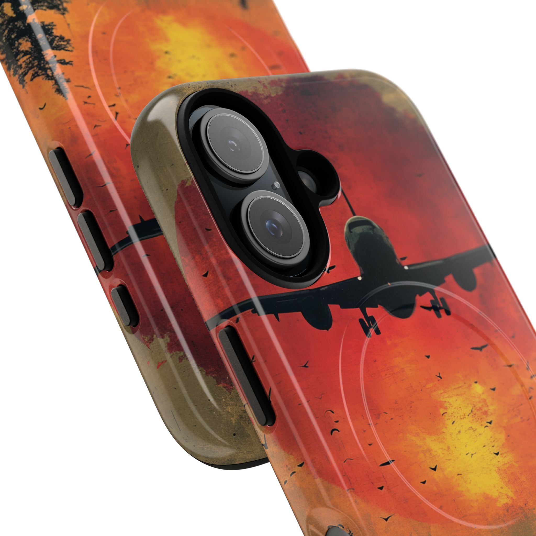 Vintage Sunset Airplane Silhouette iPhone 16 | Tough+ Phone Case