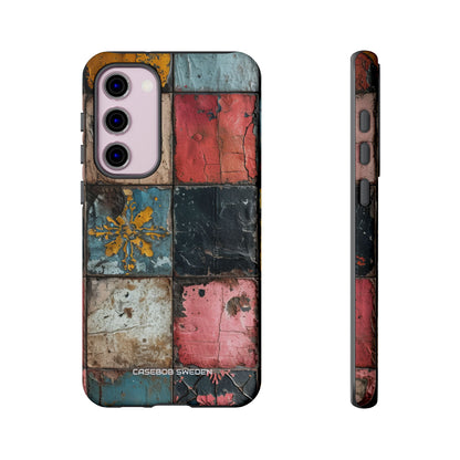 Rustic Red-Yellow Vintage Tiles - Tough Samsung S23 Phone Case