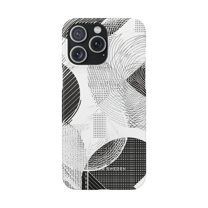 Geometric Monochrome Flow iPhone 15 - Slim Phone Case