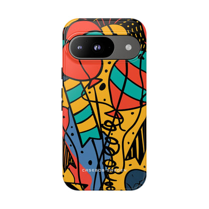 Playful Balloon Motion in Vibrant Lines Google Pixel 9 - Tough Phone Case