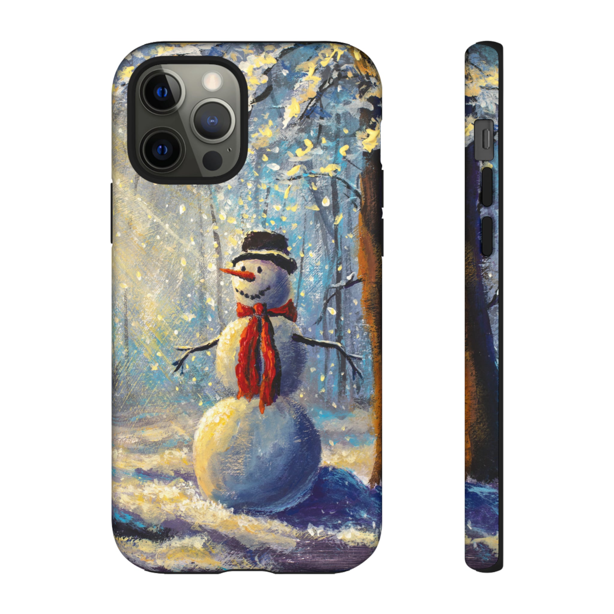 Oil painting - Happy Snowman - Protective Phone Case