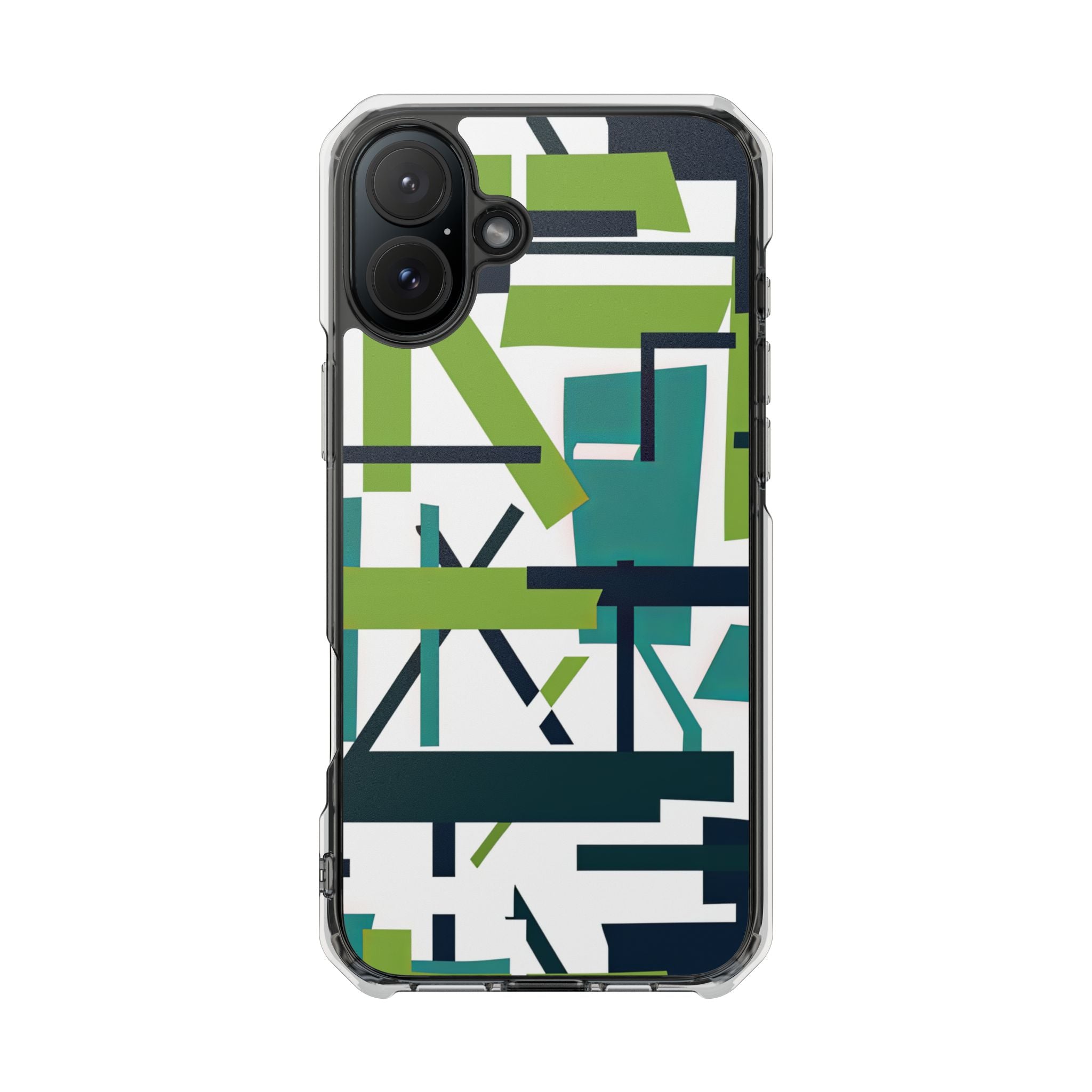 Green Geometry Glide iPhone 16 - Clear Impact Phone Case