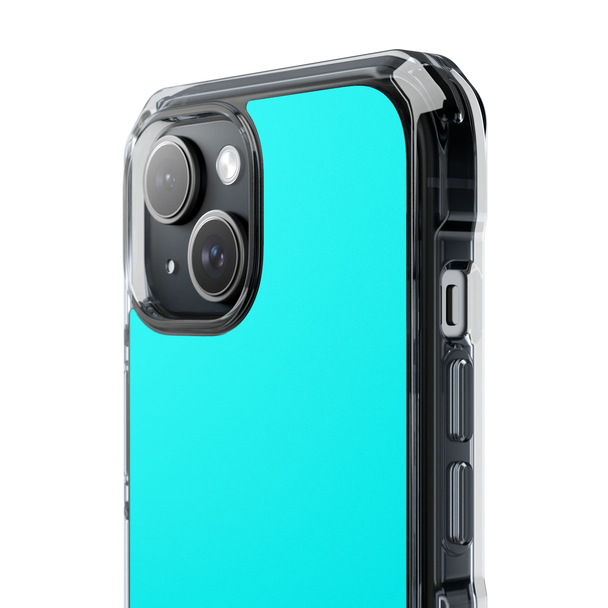 Cyan-Blau | Handyhülle für iPhone (Clear Impact Case – magnetisch) 