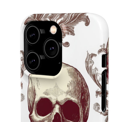 Gothic Skulls and Ornate Foliage iPhone 14 - Slim Phone Case