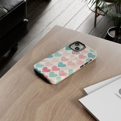 Retro Hearts Symmetry - iPhone Case