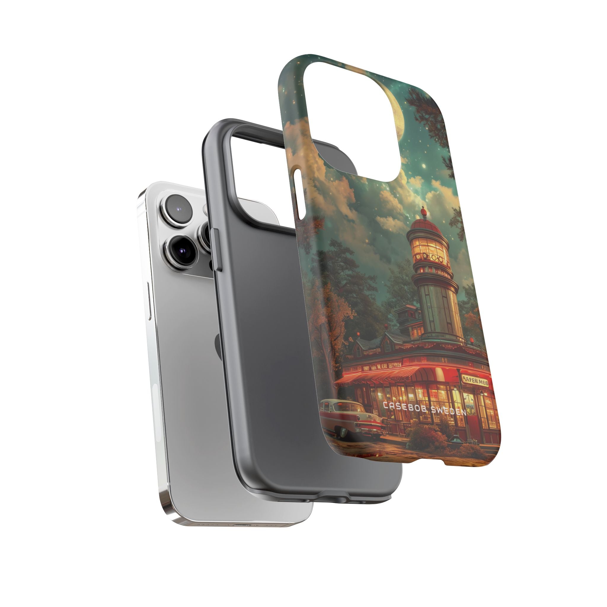 Vintage Moonlit Diner Fantasy iPhone 14 - Tough Phone Case