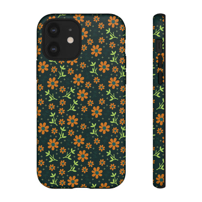 Green Flower Pattern - Protective Phone Case