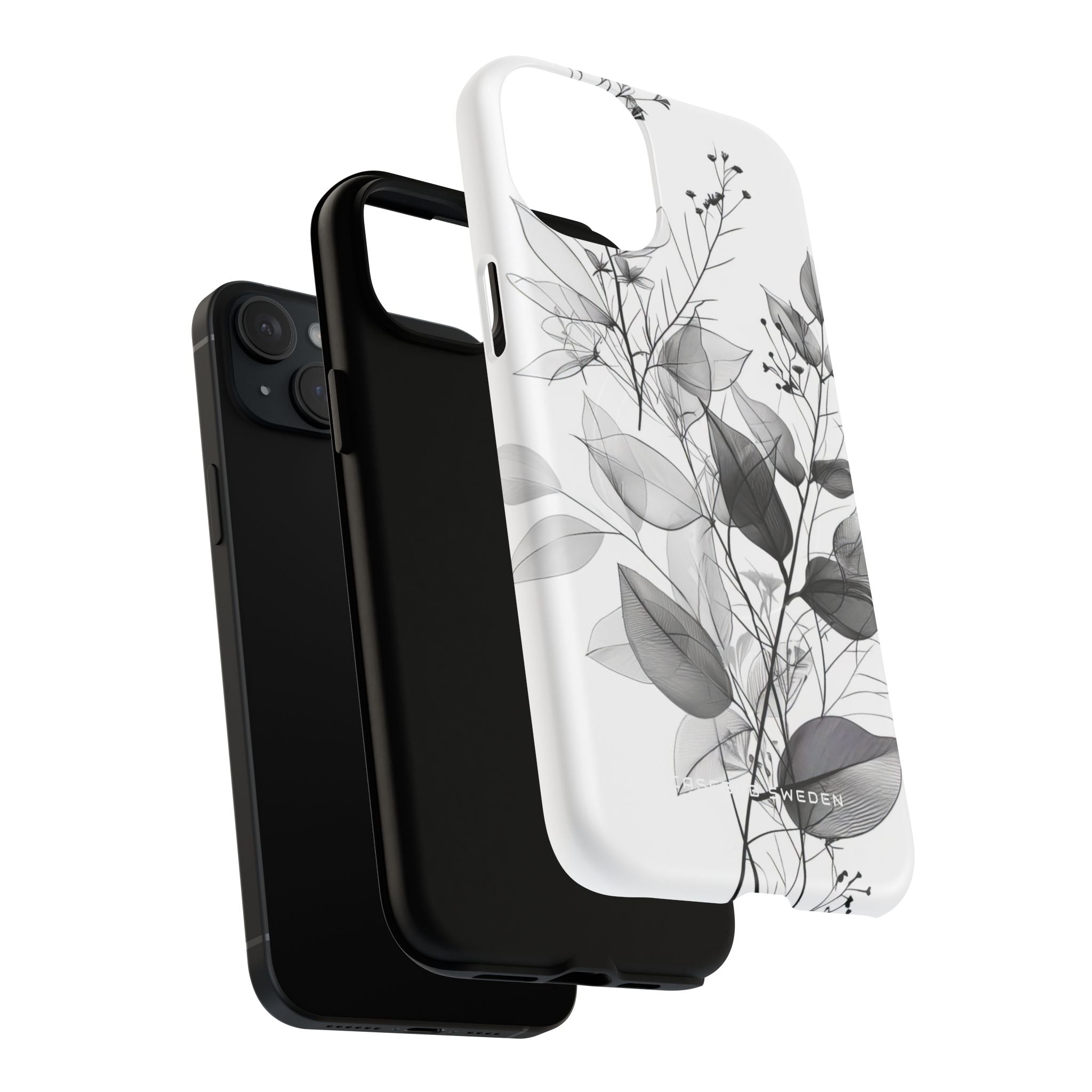 Monochrome Floral Elegance iPhone 15 | Tough+ Phone Case