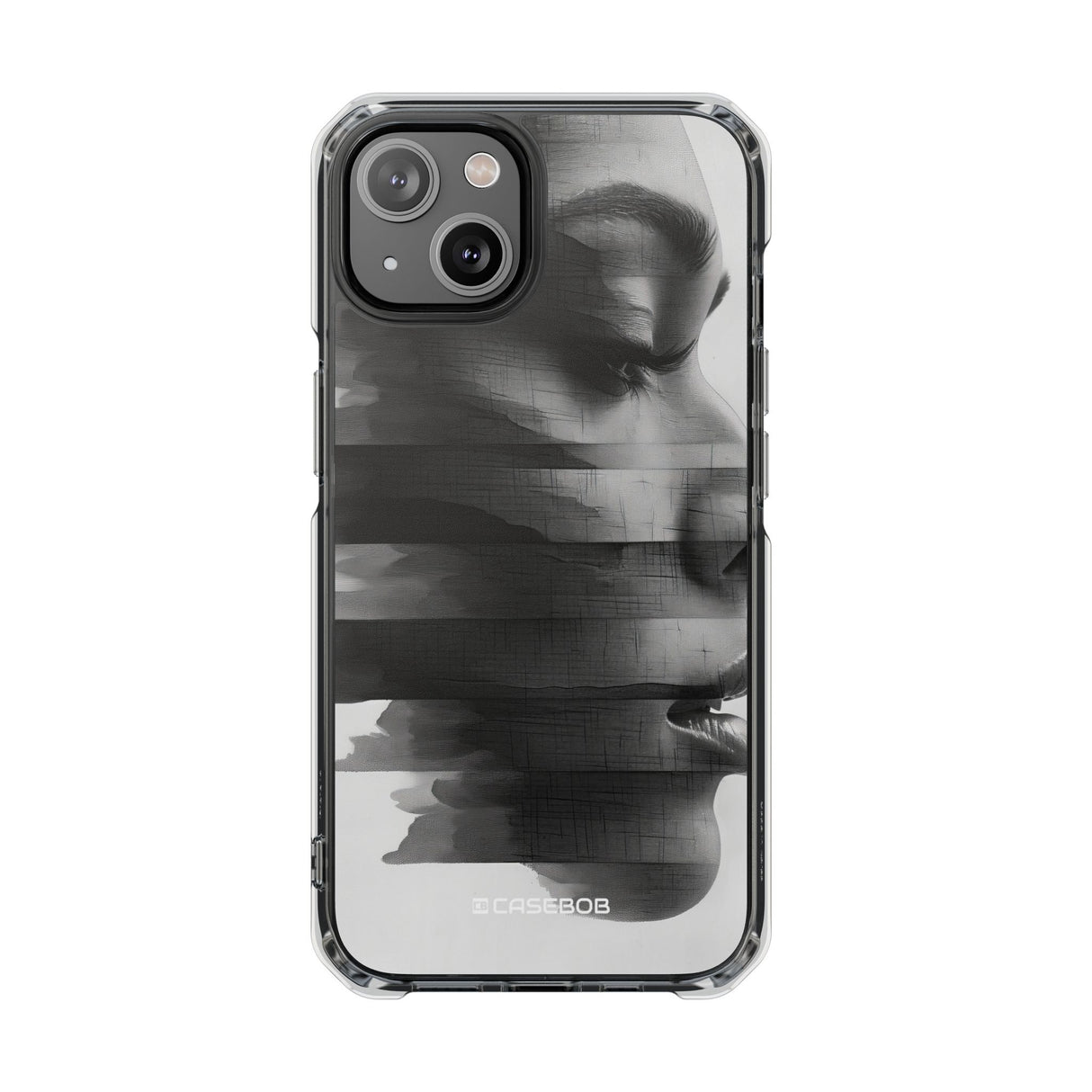 Abstract Glitch Portrait - Phone Case for iPhone (Clear Impact - Magnetic)