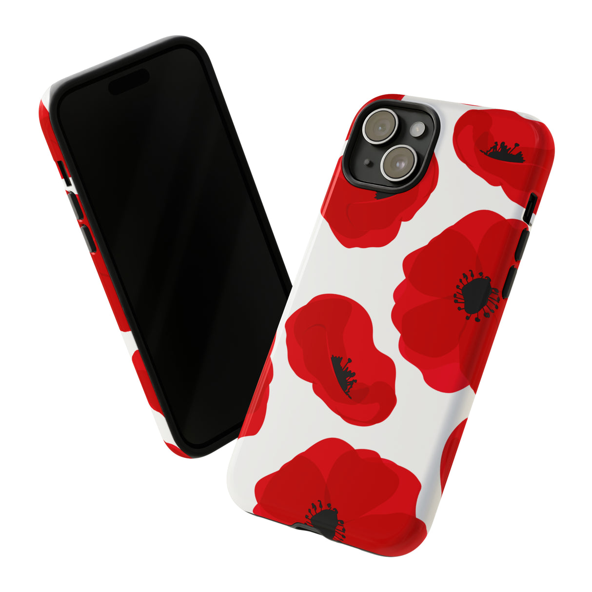 Red poppies on white iPhone case (Protective) - Protective Phone Case