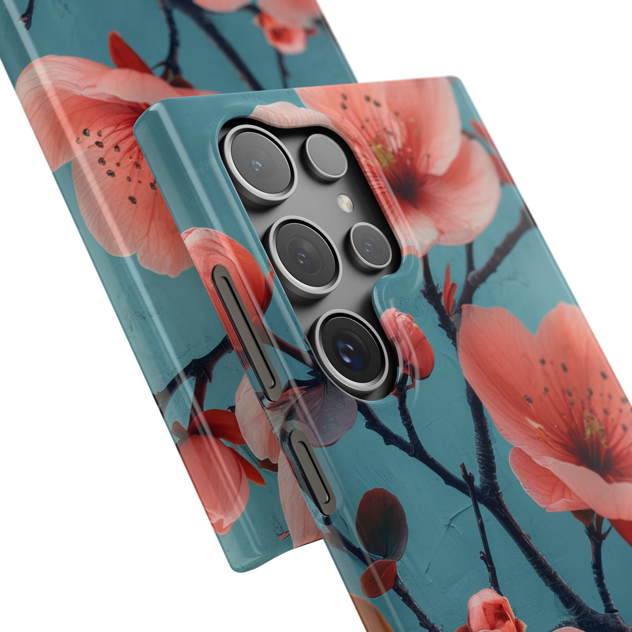 Teal Coral Blossom - Slim Samsung S24 Phone Case