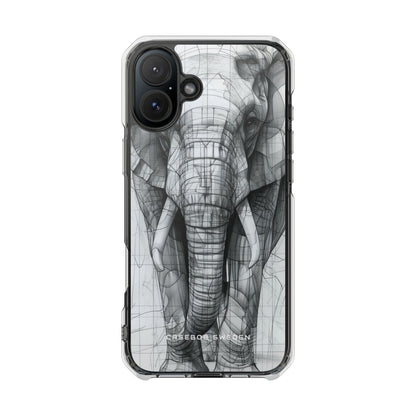 Elephant Line Geometry iPhone 16 - Transparente, schlagfeste Handyhülle