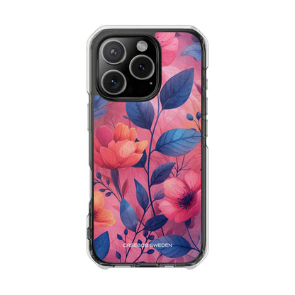 Pink Blue Floral - Clear Impact iPhone 16 Phone Case