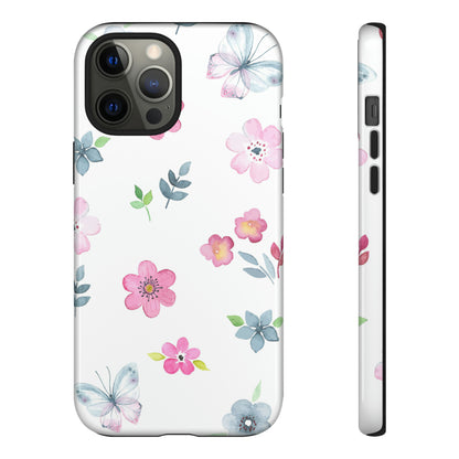 Vintage flowers and butterflies iPhone case - Protective Phone Case