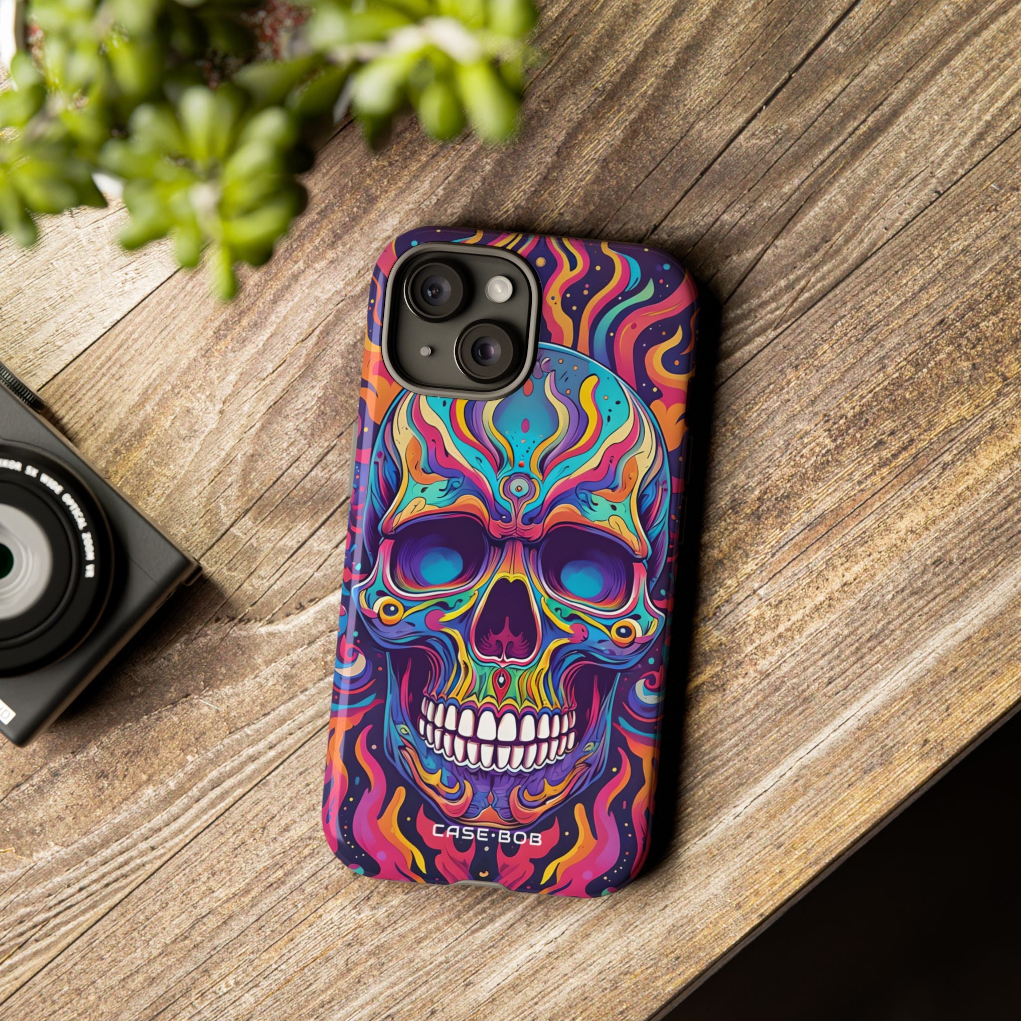 Flaming Skull iPhone 15 Case - Tough