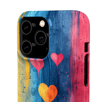 Hearts Watercolor Art - Slim iPhone 14 Phone Case