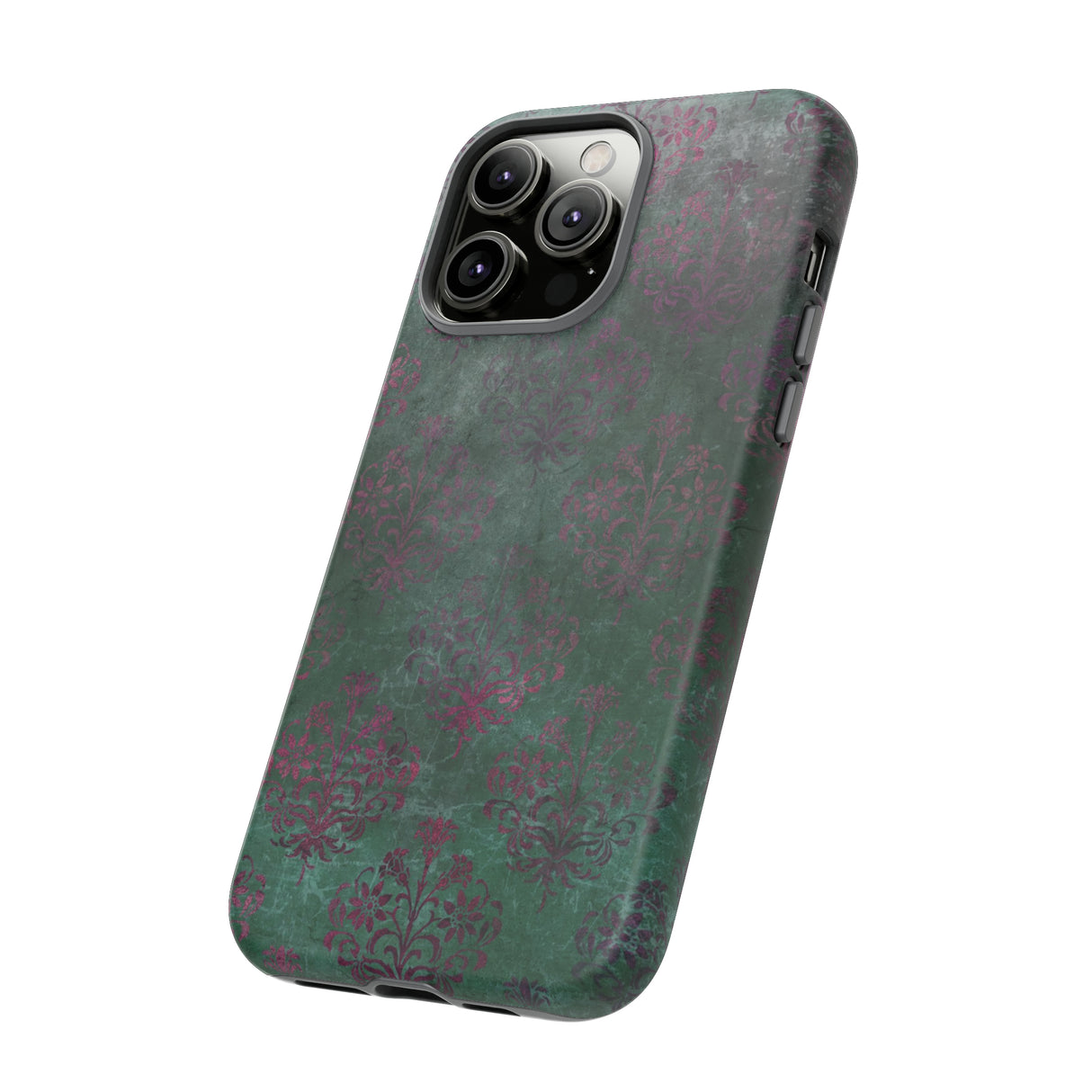 Green Damask Gothic Flower - Protective Phone Case