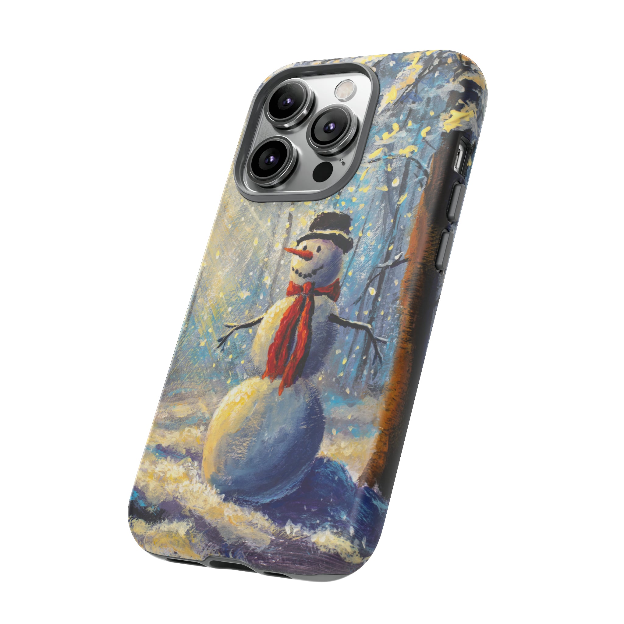 Oil painting - Happy Snowman - Protective Phone Case