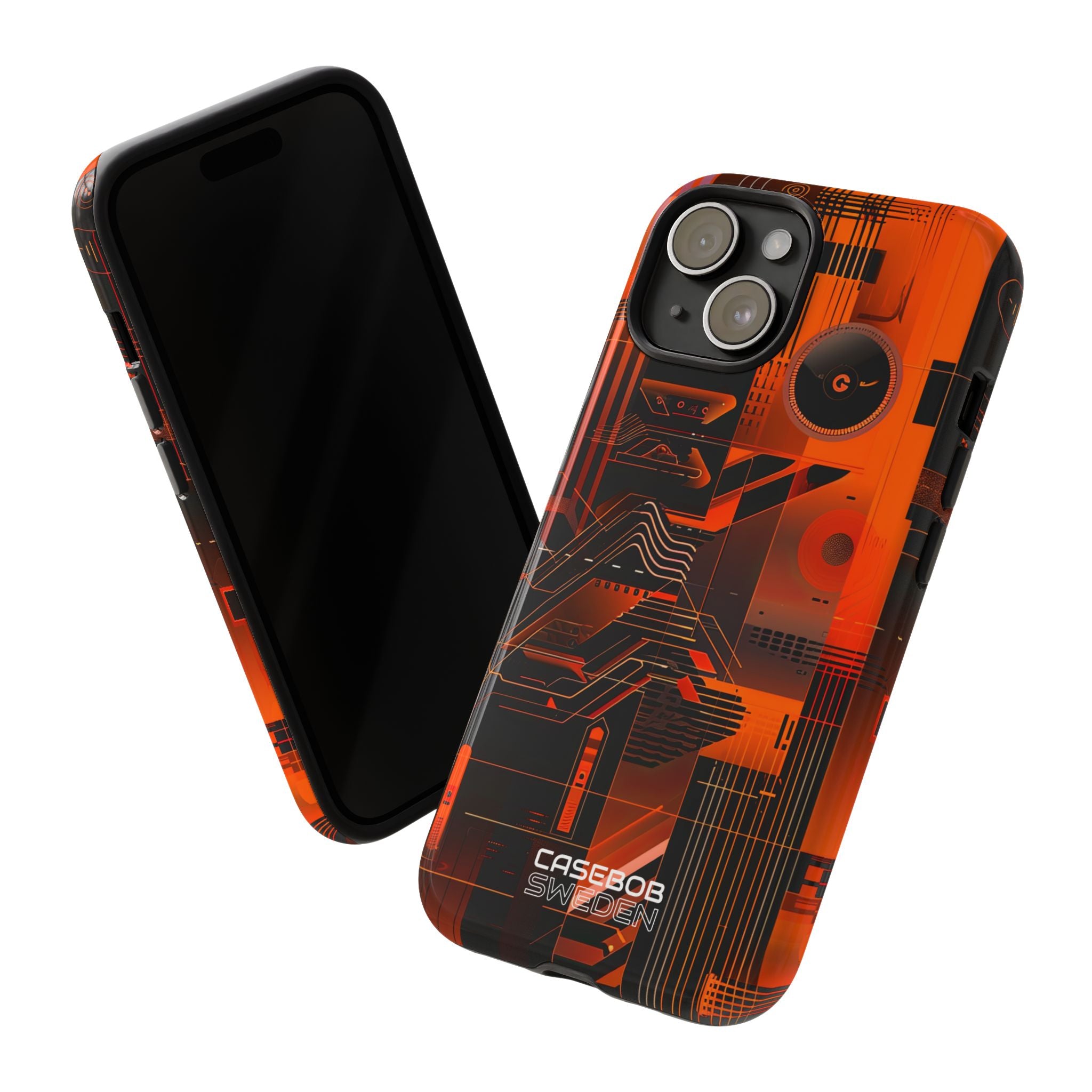 Orange Circuit Dreams iPhone 15 - Tough