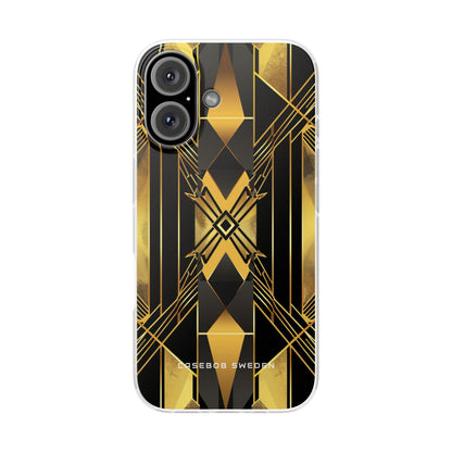 Golden Geometric Elegance iPhone 16 - Flexi Phone Case