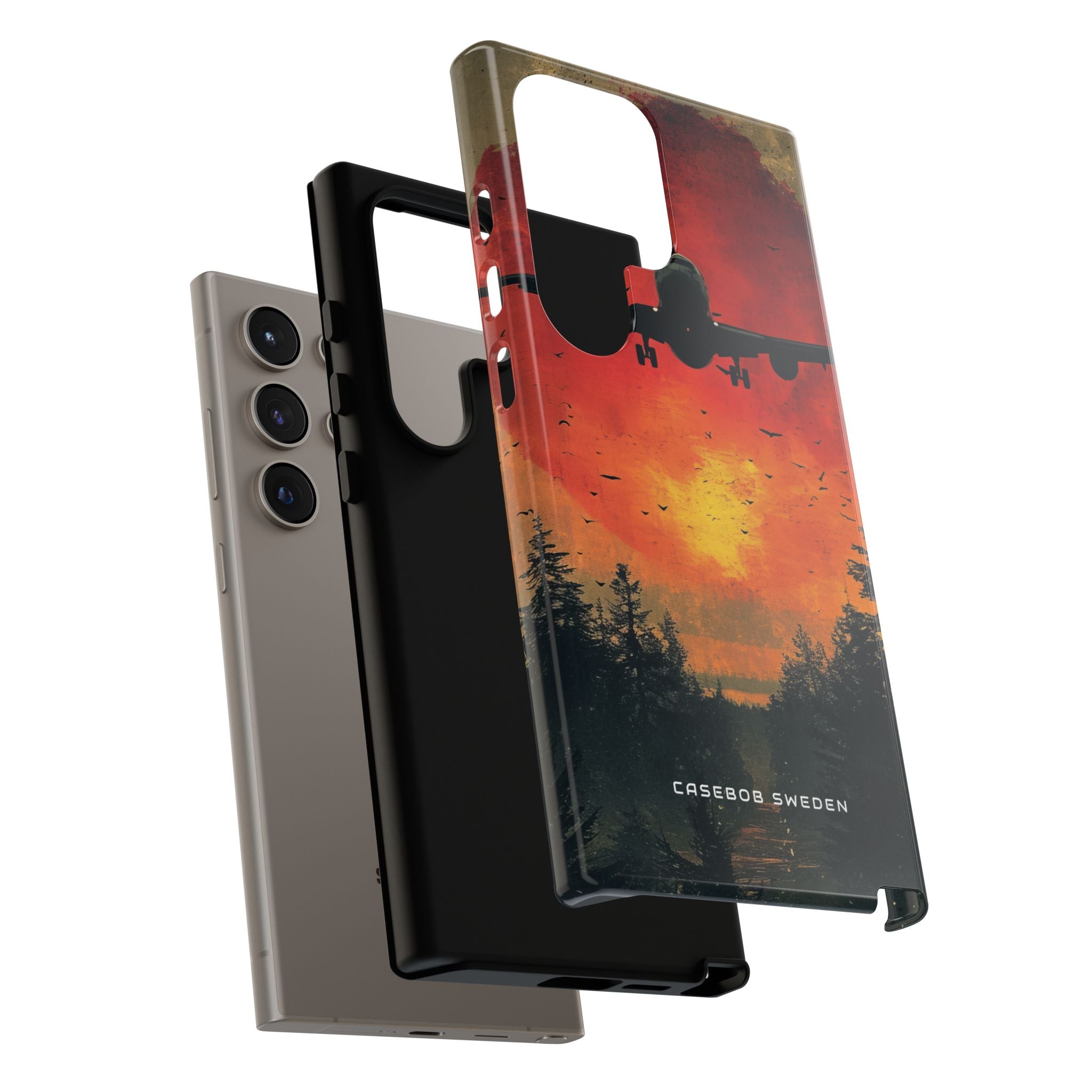 Vintage Sunset Airplane Silhouette Samsung S24 - Tough Phone Case