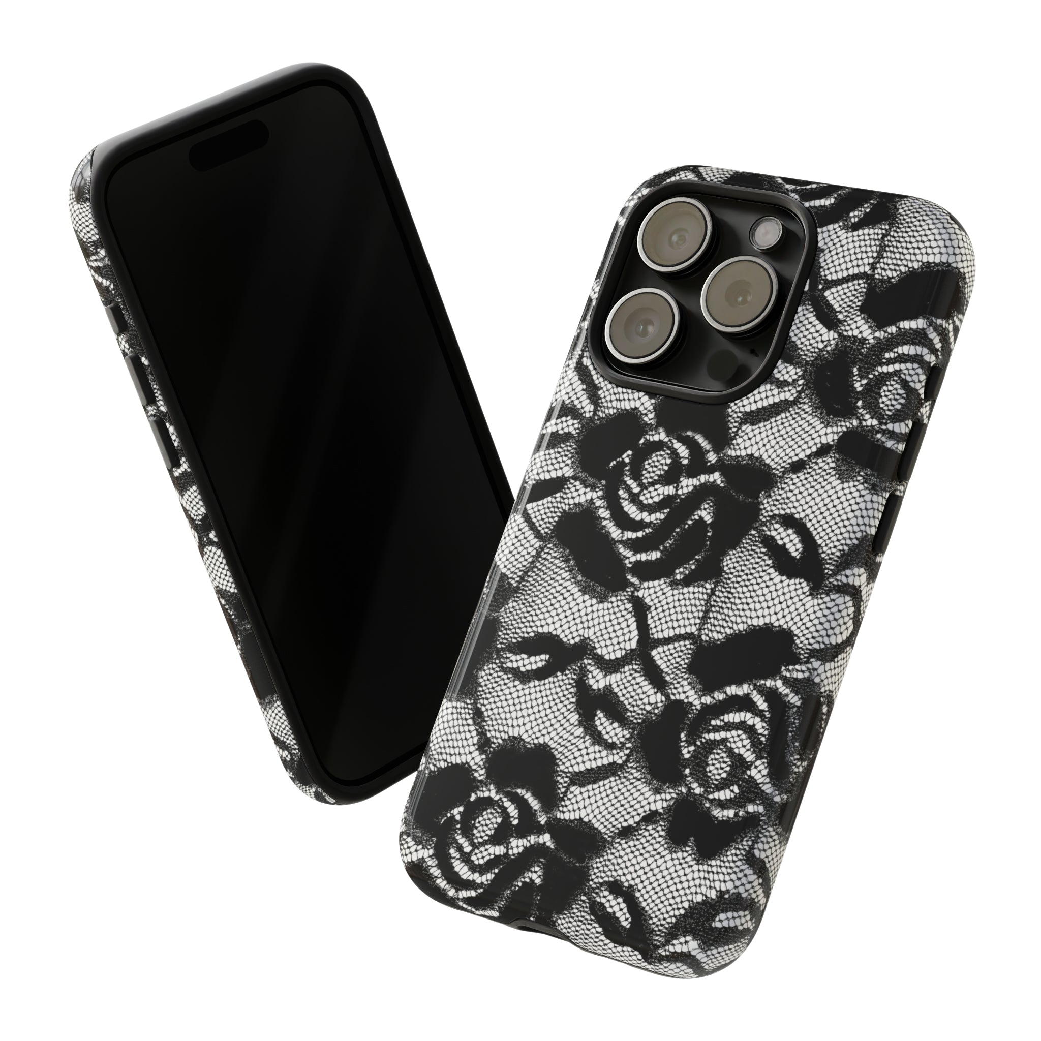 Black Rose Lace Gothic Flower - Protective Phone Case