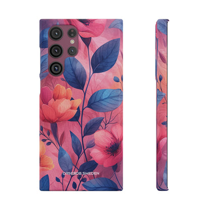 Pink Blue Floral - Slim Samsung S22 Phone Case