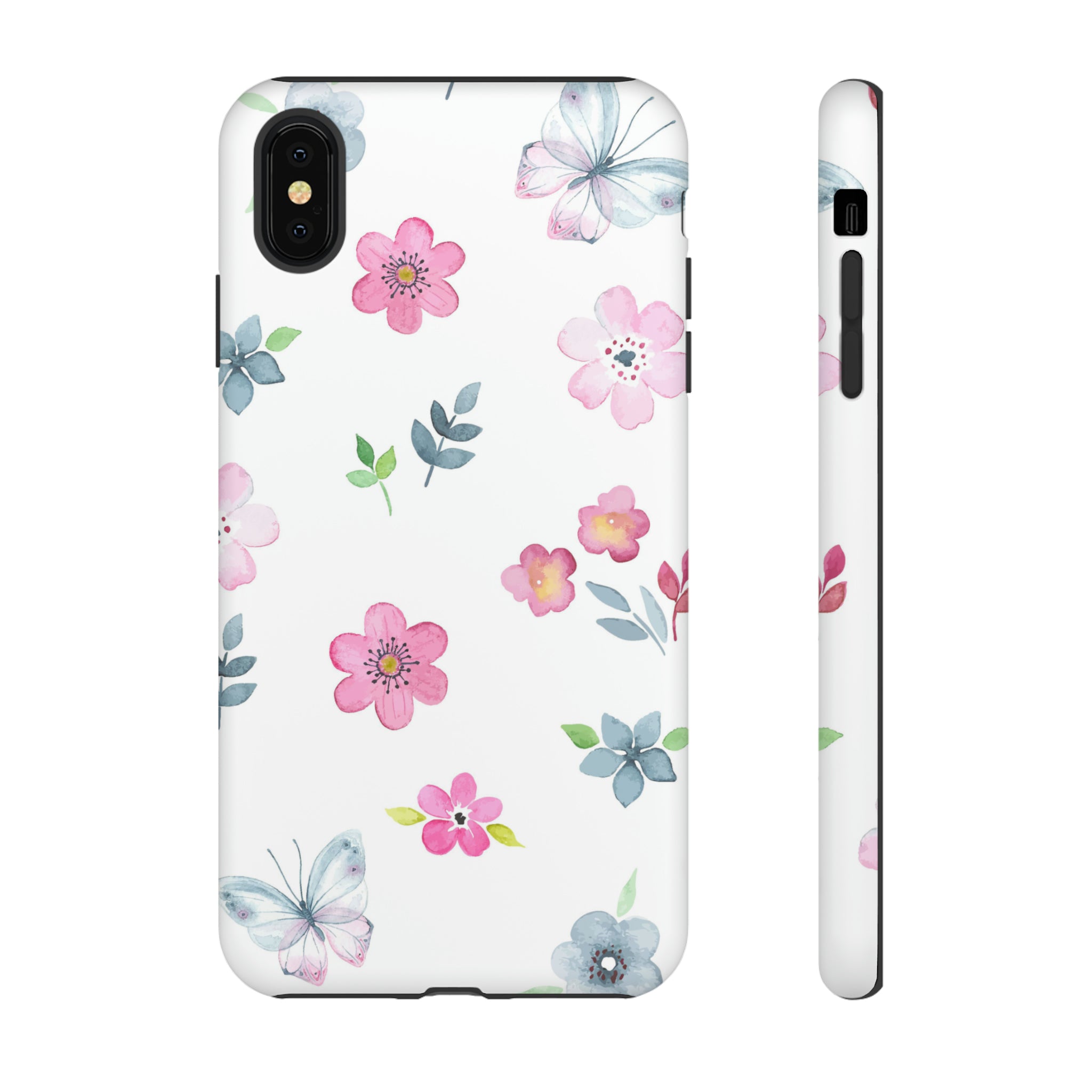 Vintage flowers and butterflies iPhone case - Protective Phone Case