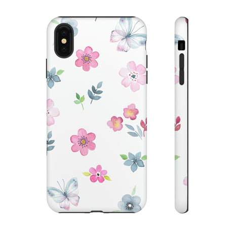 Vintage flowers and butterflies iPhone case (Protective) - Protective Phone Case