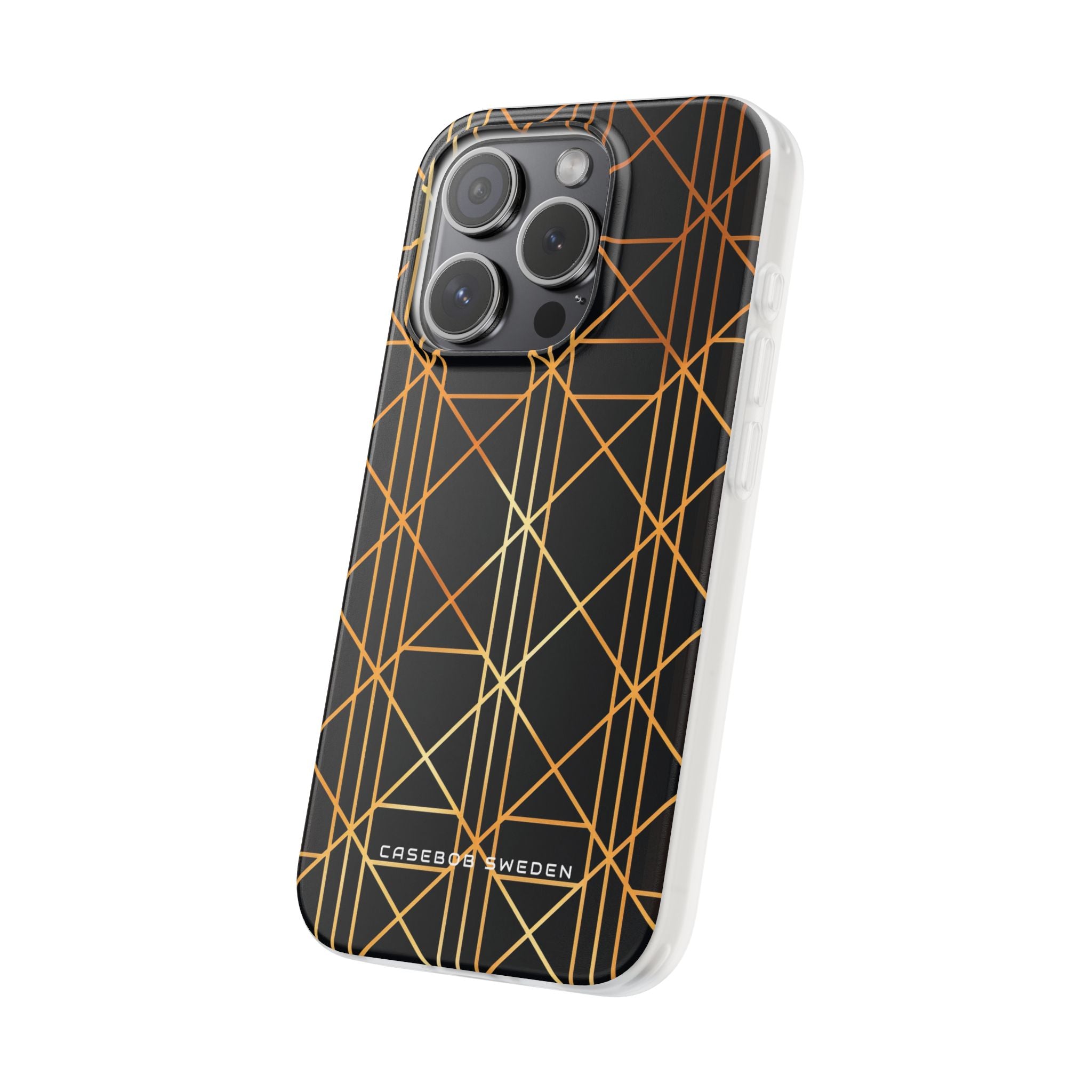 Golden Geometric Elegance iPhone 15 - Flexi Phone Case