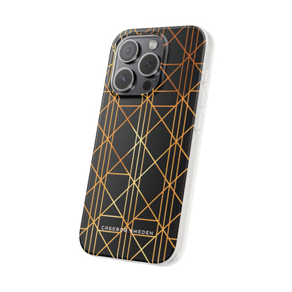 Golden Geometric Elegance iPhone 15 - Flexi Phone Case