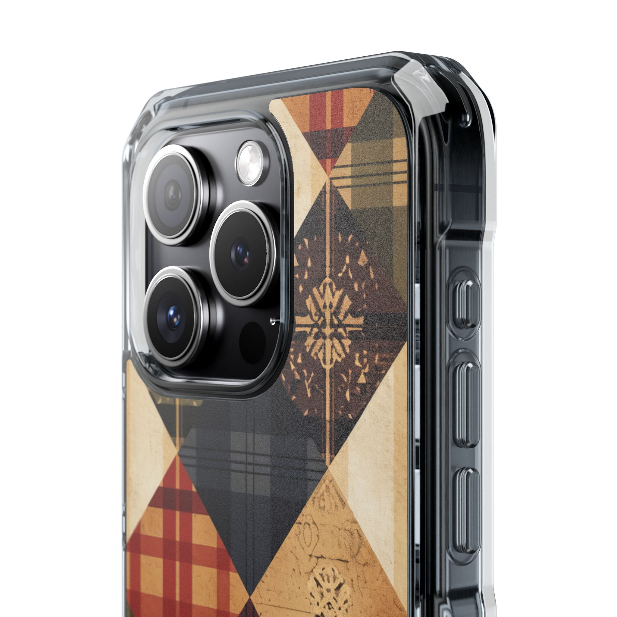 Rustic Geometric Patchwork Harmony iPhone 15 - Clear Impact Phone Case