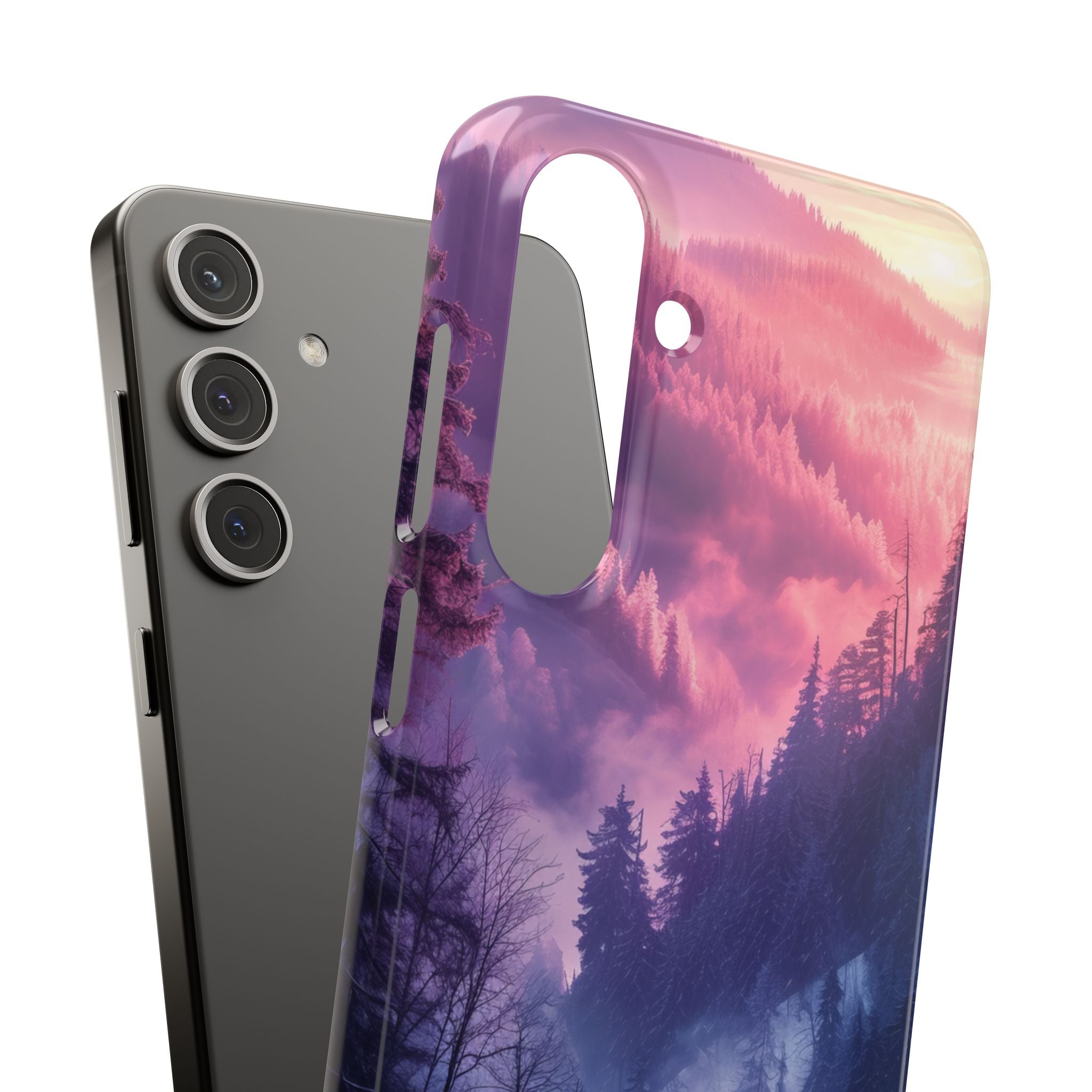 Misty Forest Serenity - Slim Samsung S24 Phone Case