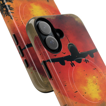 Vintage Sunset Airplane Silhouette iPhone 16 | Tough+ Phone Case