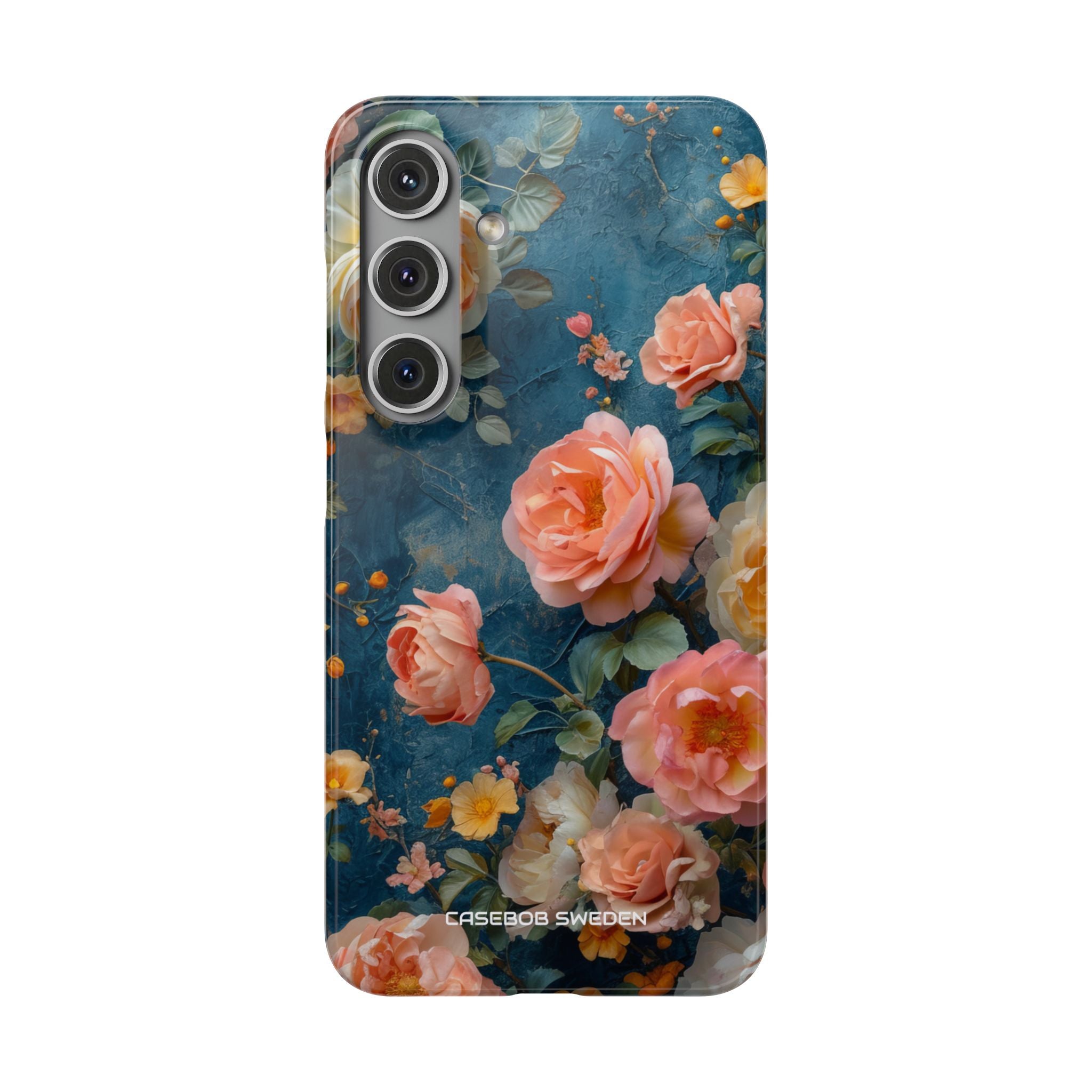 Blue Floral Elegance - Slim Samsung S24 Phone Case