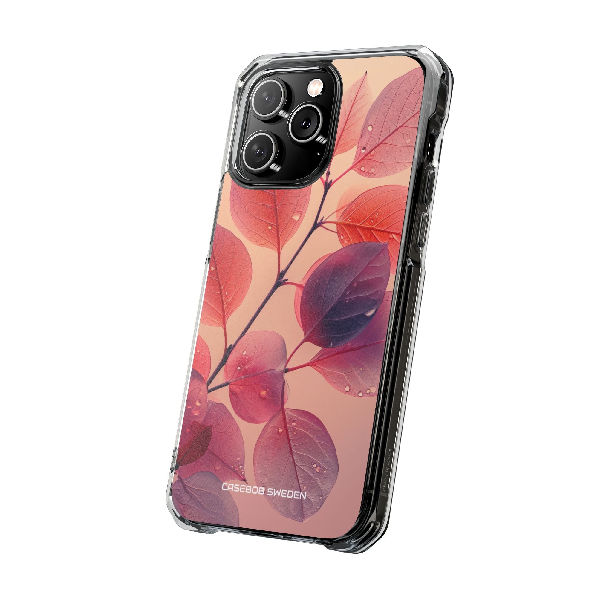 Pink Serenity Leaf Design - Clear Impact iPhone 14 Phone Case