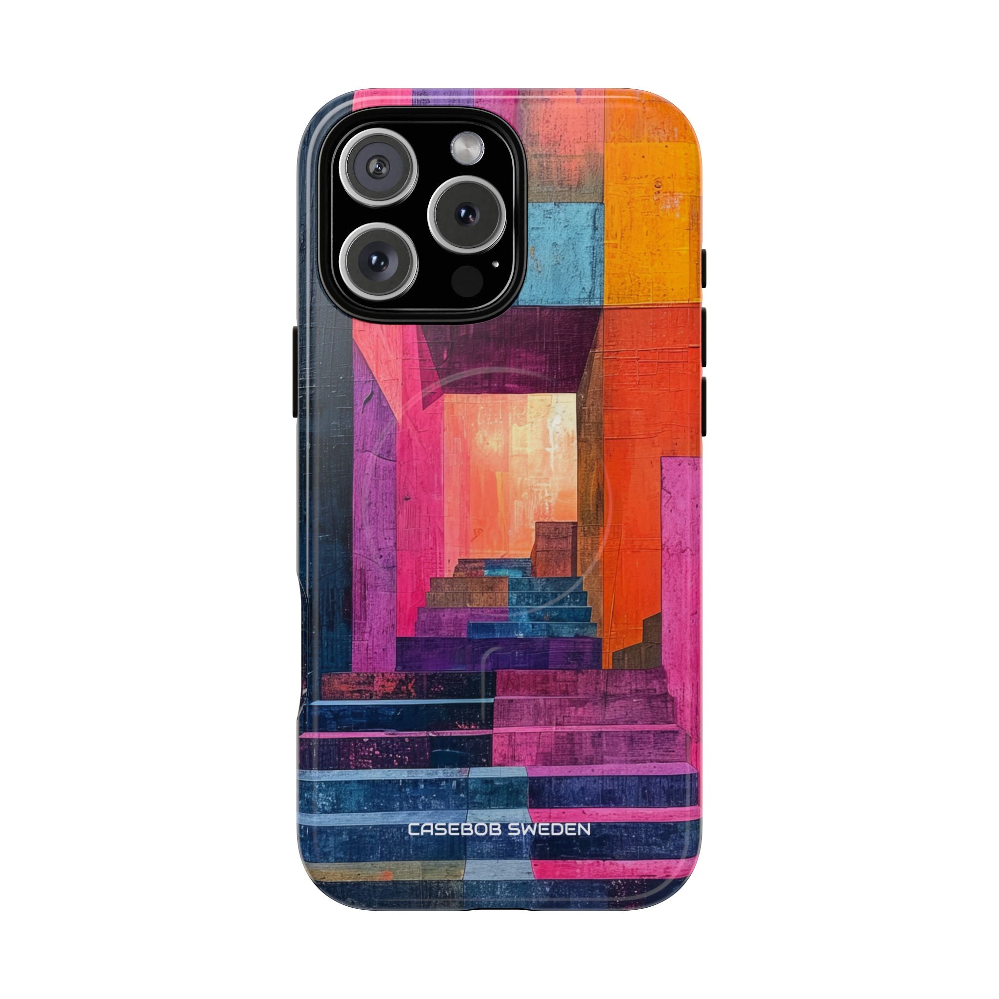 Pink Orange Geometry - Tough + MagSafe® iPhone 16 Phone Case