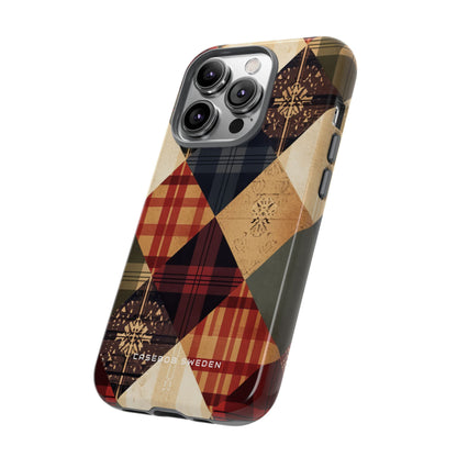 Rustic Geometric Patchwork Harmony iPhone 14 - Tough Phone Case