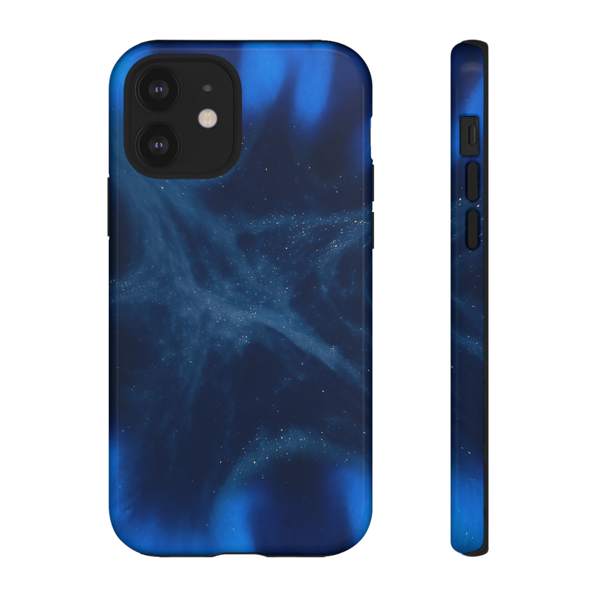 Blue Space Ink Art iPhone Case (Protective) iPhone 12 Glossy Phone Case