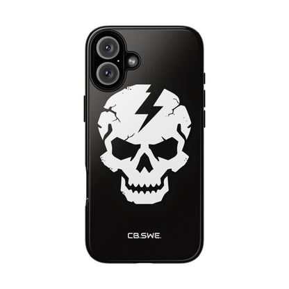 Minimalist White Skull Lightning Bolt Icon iPhone 16 - Tough