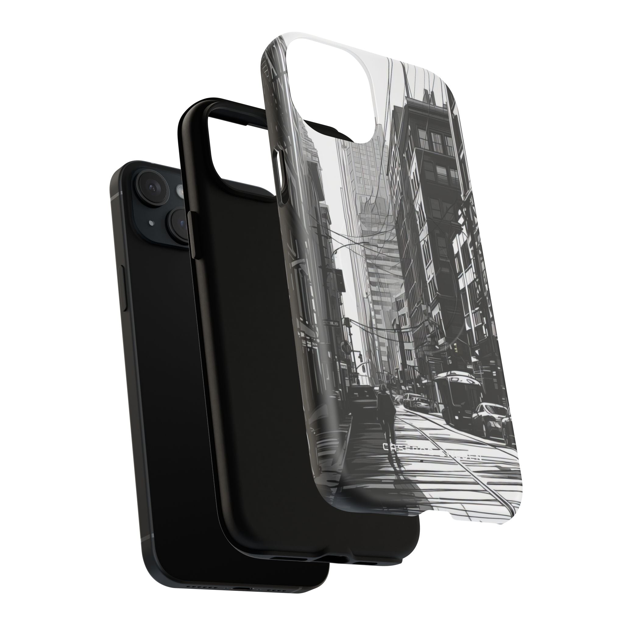 Urban Cityscape Line Perspective iPhone 15 | Tough+ Phone Case