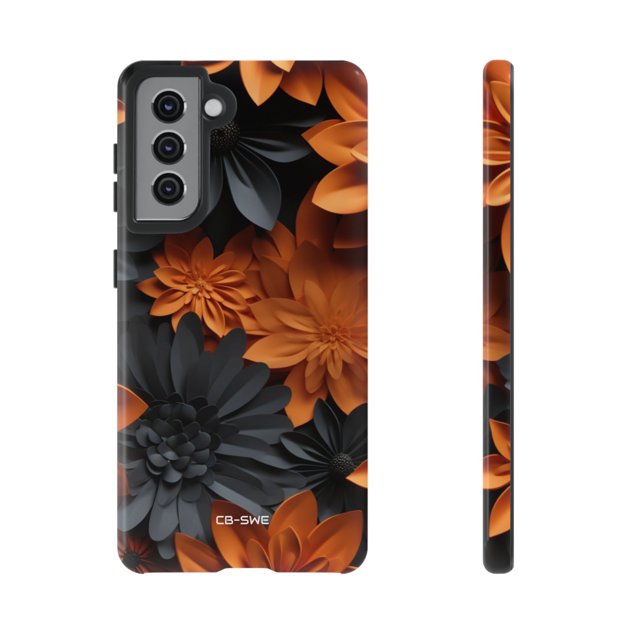 Graphical Orange Florals - Samsung Case